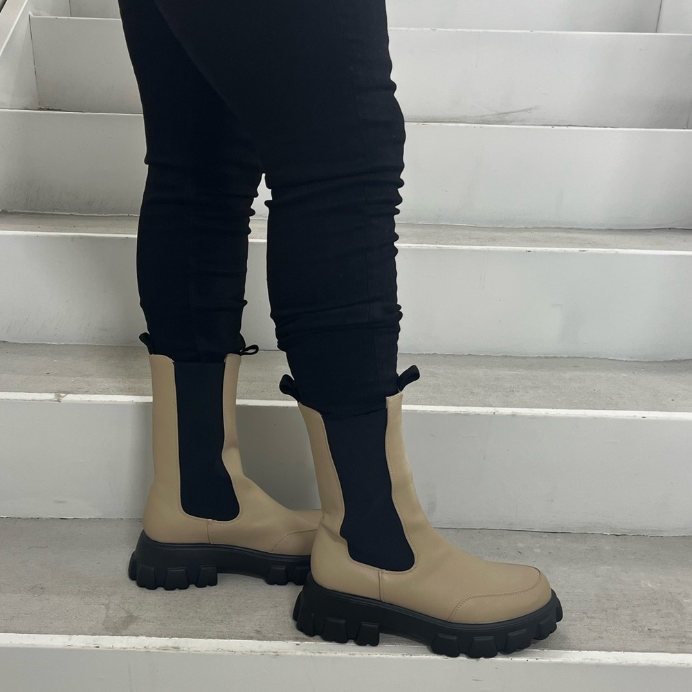 Nude and black Lug Boot